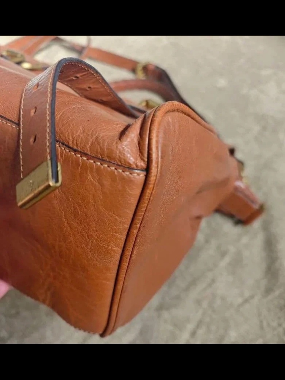 Mulberry Tan Leather Satchel with Brass Hardware - Picture 9 of 16